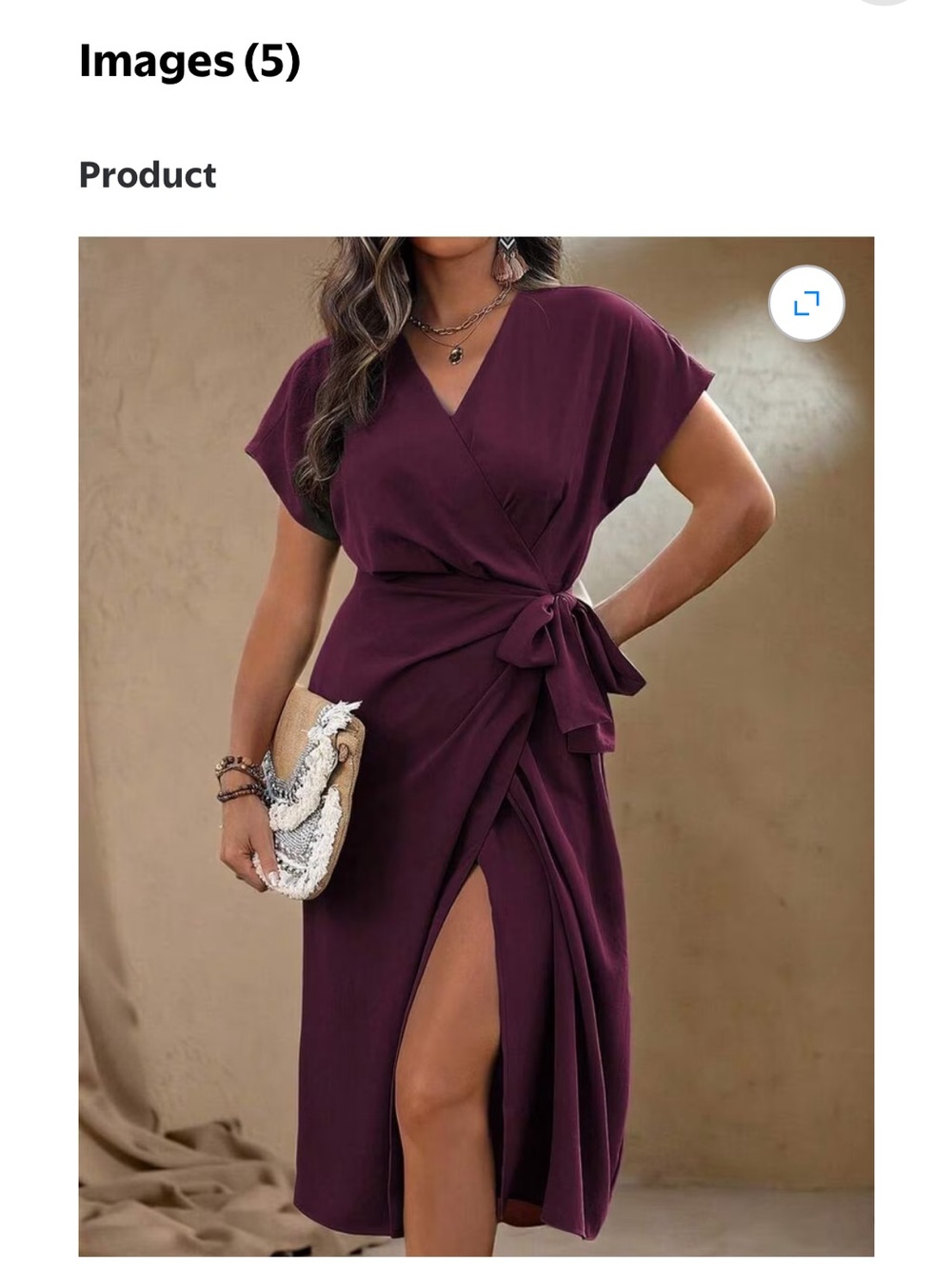 SHEIN Burgundy Wrap Midi Dress
